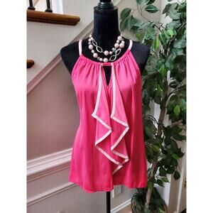Nicole Women's Pink Polyester Round Neck Sleeveless Casual Top Blouse Size XL